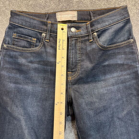 Everlane Jeans Womens Size 28 Mid Rise Skinny Dark Blue Stretch Denim - Picture 6 of 14